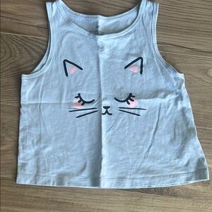 H&M Light Blue and Pink Cat Face Tank Top
